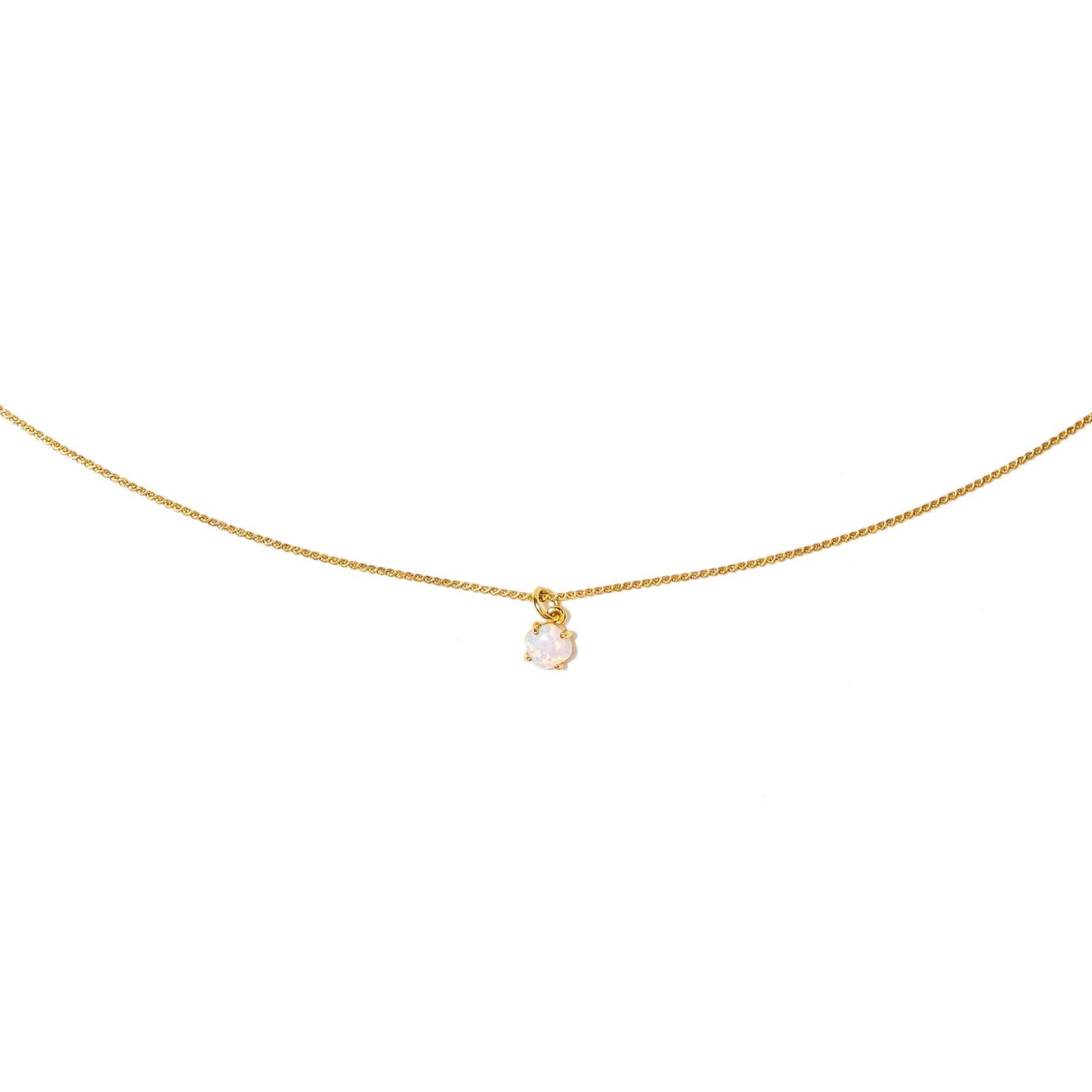 18K Gold Dainty Opal Necklace