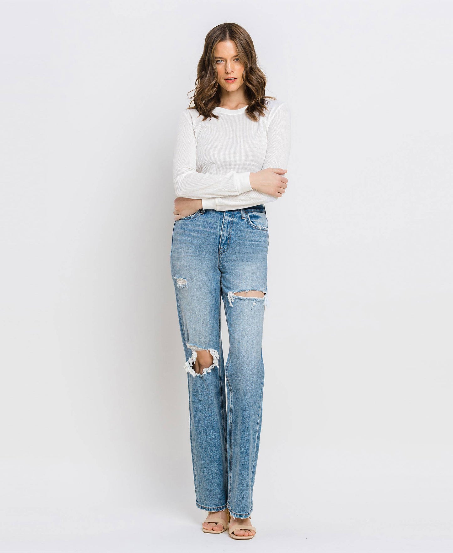 JOSIE DISTRESSED STRAIGHT JEANS