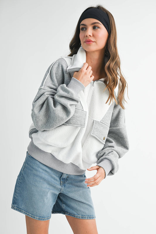Carter Pullover- Grey & White