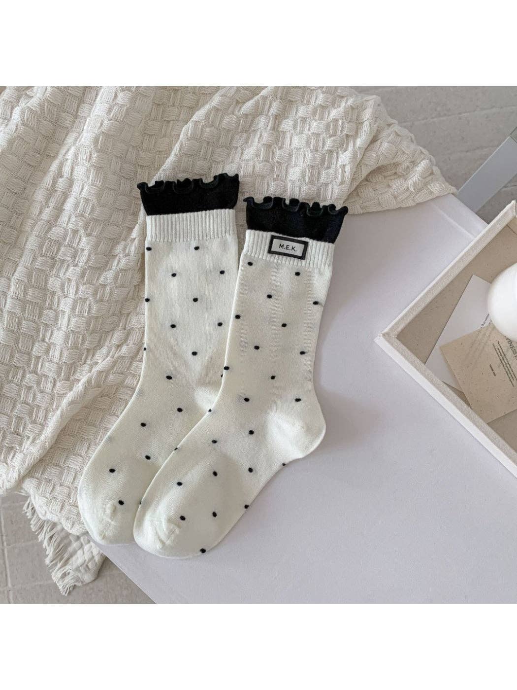 Lace White Polka-Dot Socks
