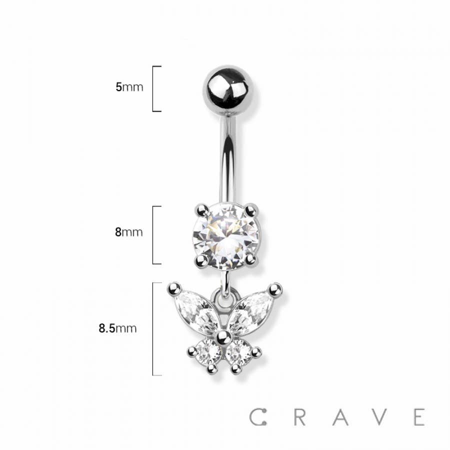 BUTTERFLY BELLY BUTTON RING: SILVER