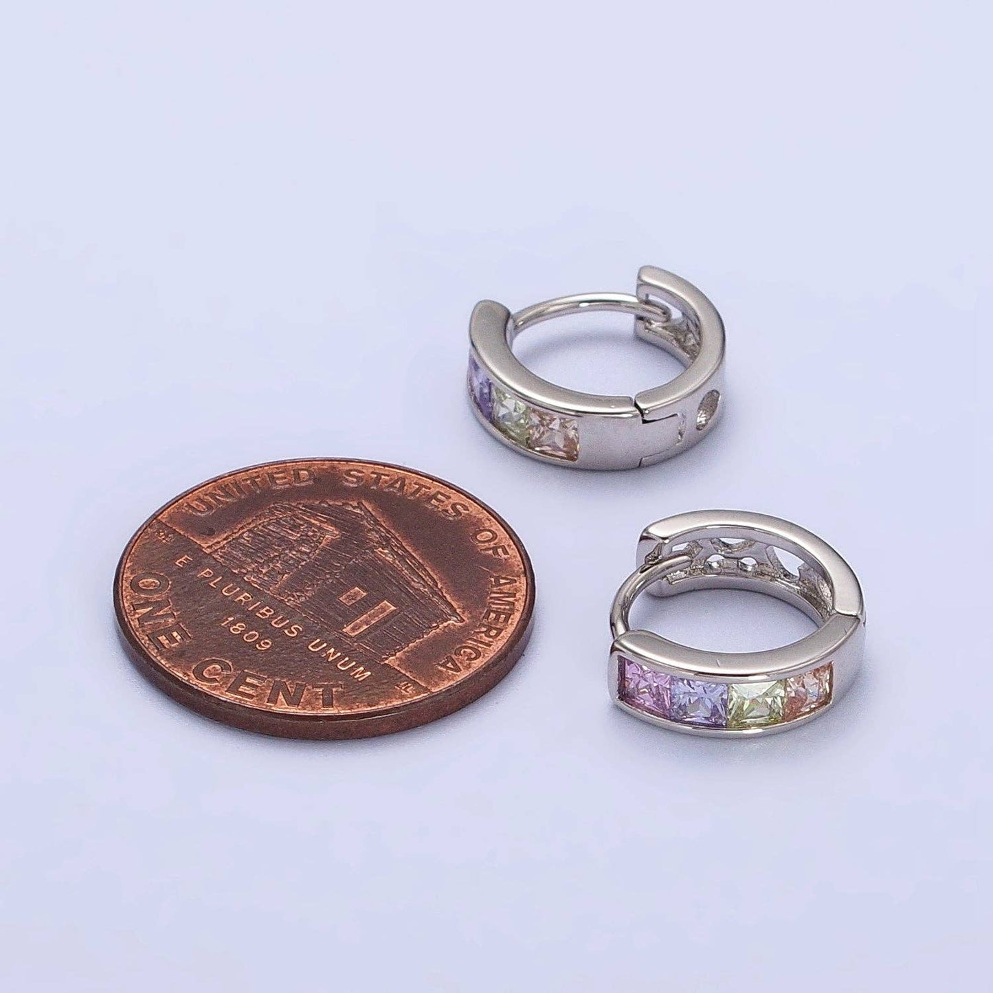 Multicolor Silver Huggies