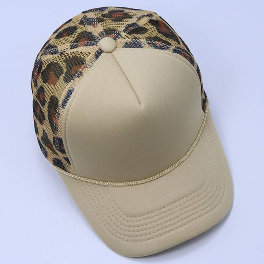 TRUCKER HAT CHECKER Beige/leopard