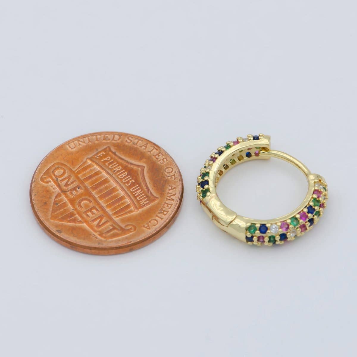 Gold Filled multicolor Huggie Earrings