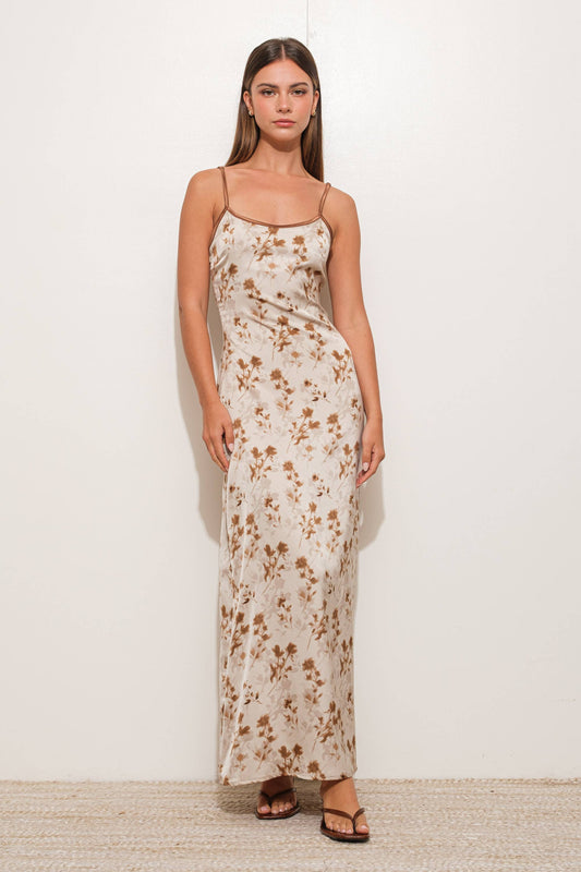 FLORAL SILK MAXI DRESS