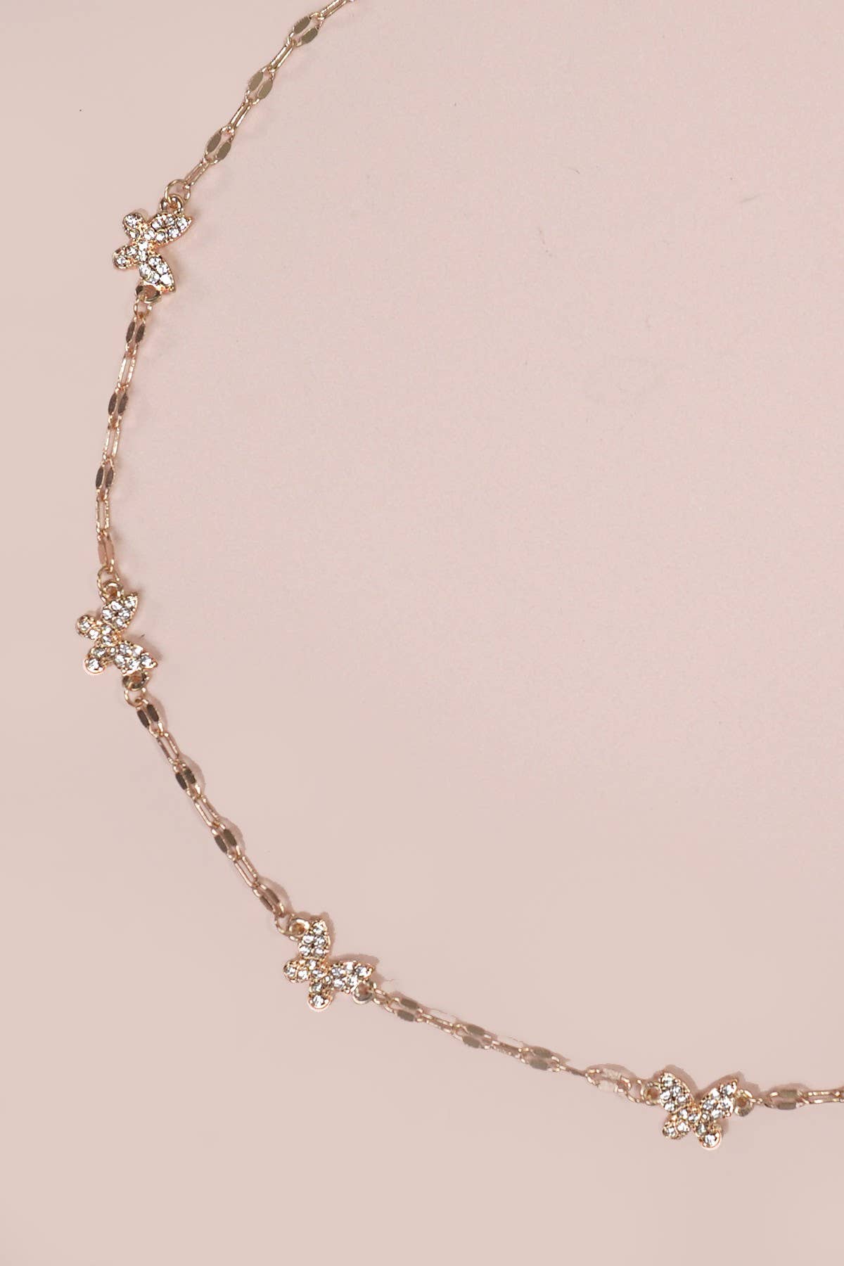 RHINESTONE BUTTERFLY STATION NECKLACE