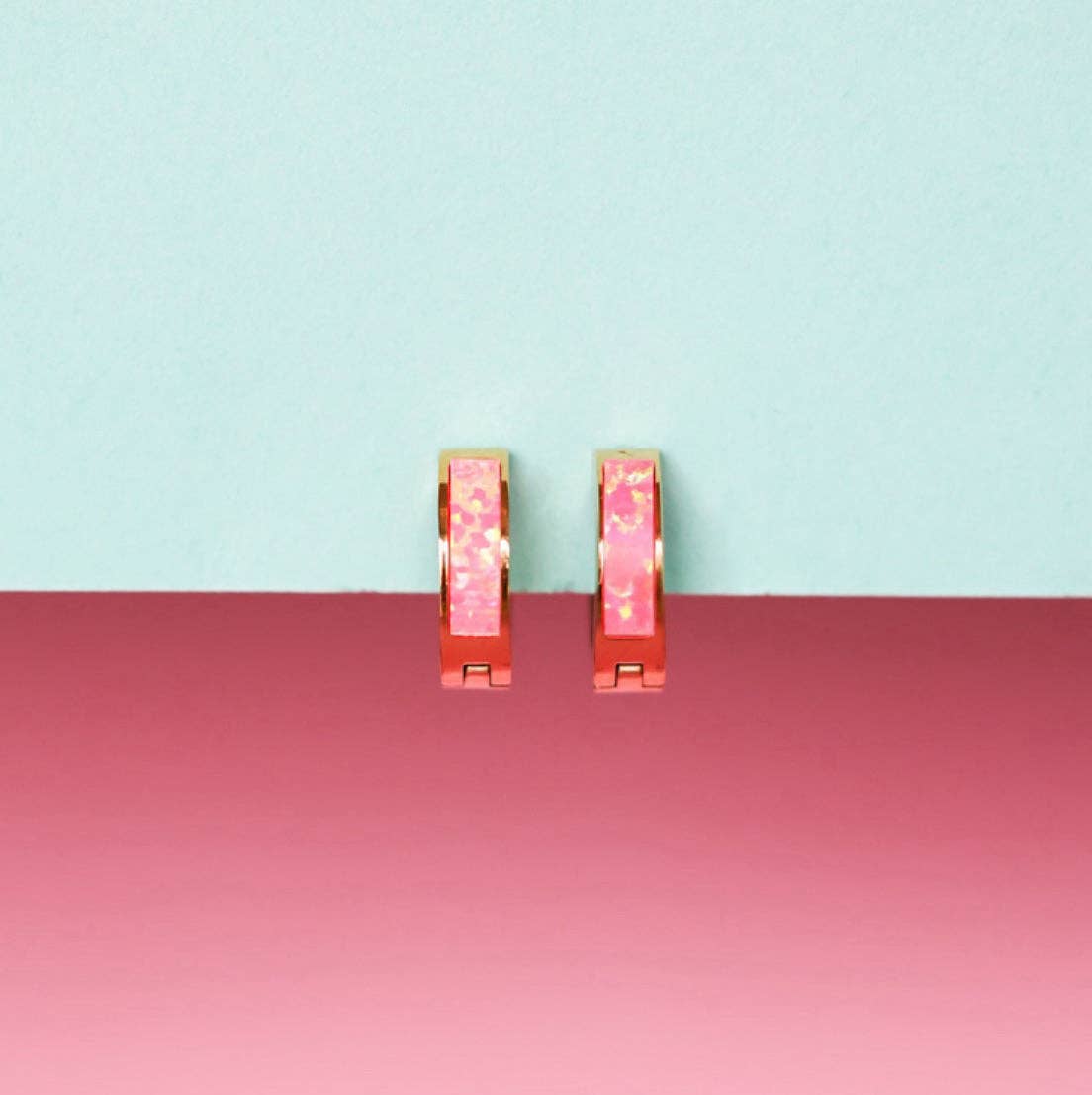 Neon Pink Opal Huggies