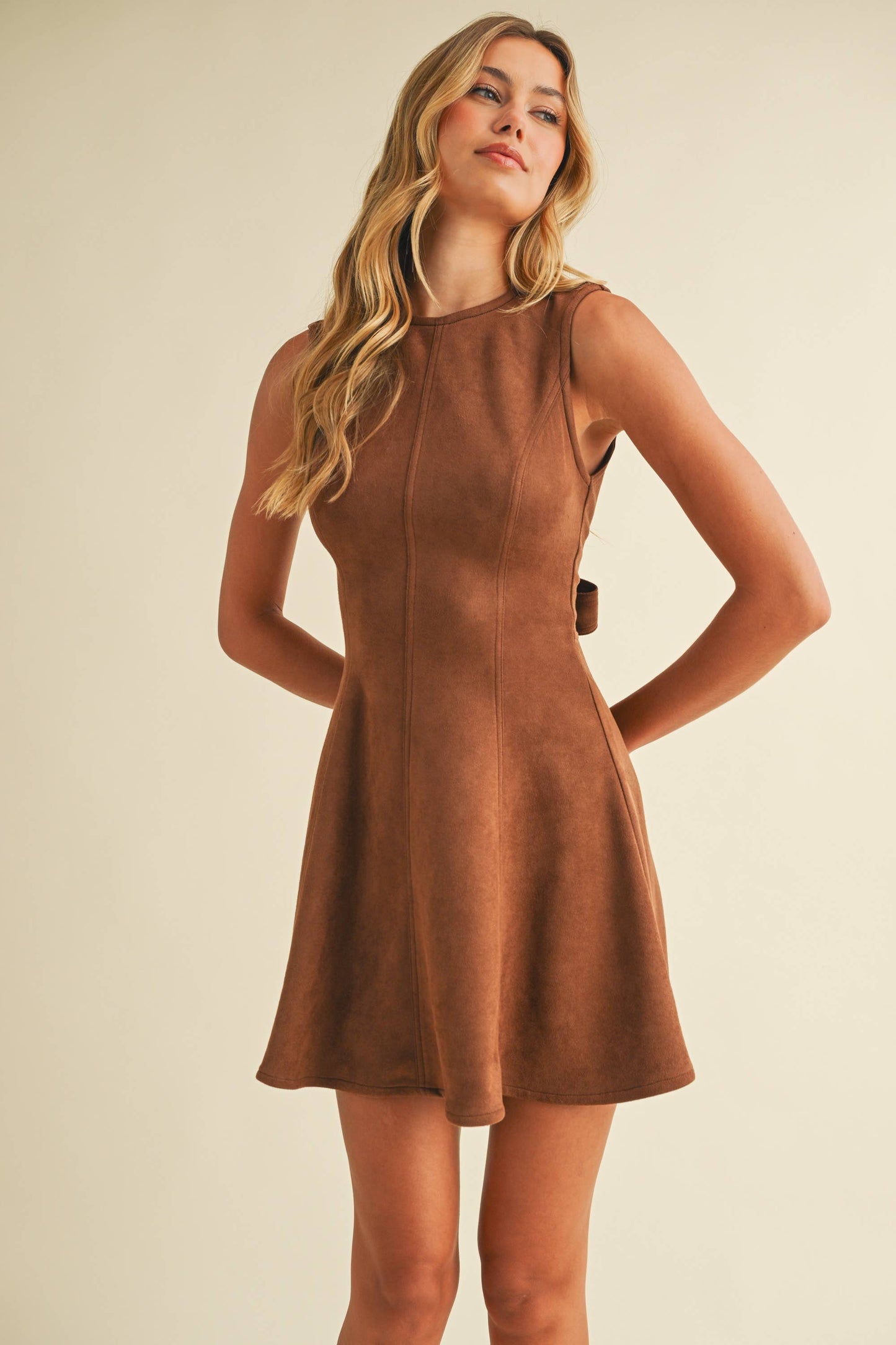 SUEDE BACKLESS MINI DRESS