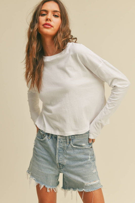 Blank Long Sleeve T-Shirt: WHITE