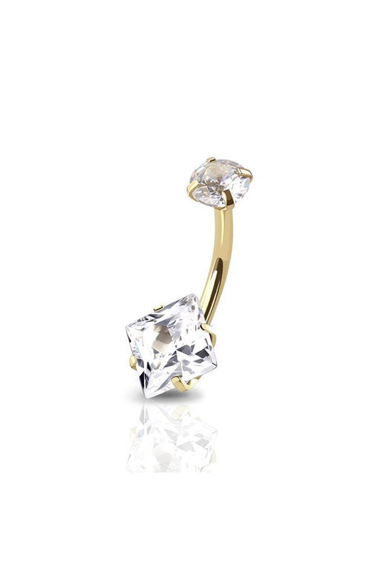 SQUARE BELLY BUTTON RING: GOLD