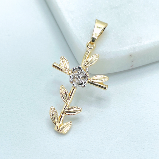 Cross with Flower Charm