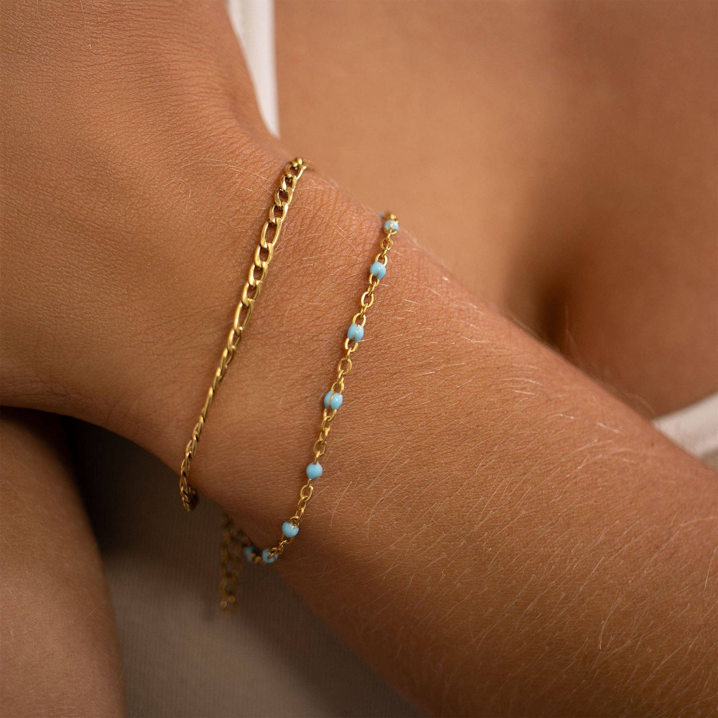 18K Gold Turquoise Confetti Charm Bracelet