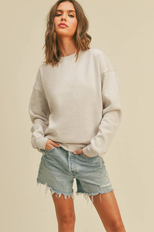 Blank Long Sleeve Sweatshirt: HEATHER DUSTY