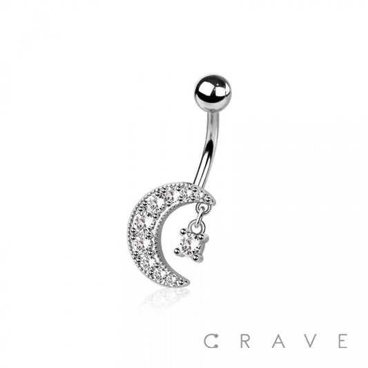 CRESCENT MOON BELLY RING: Silver