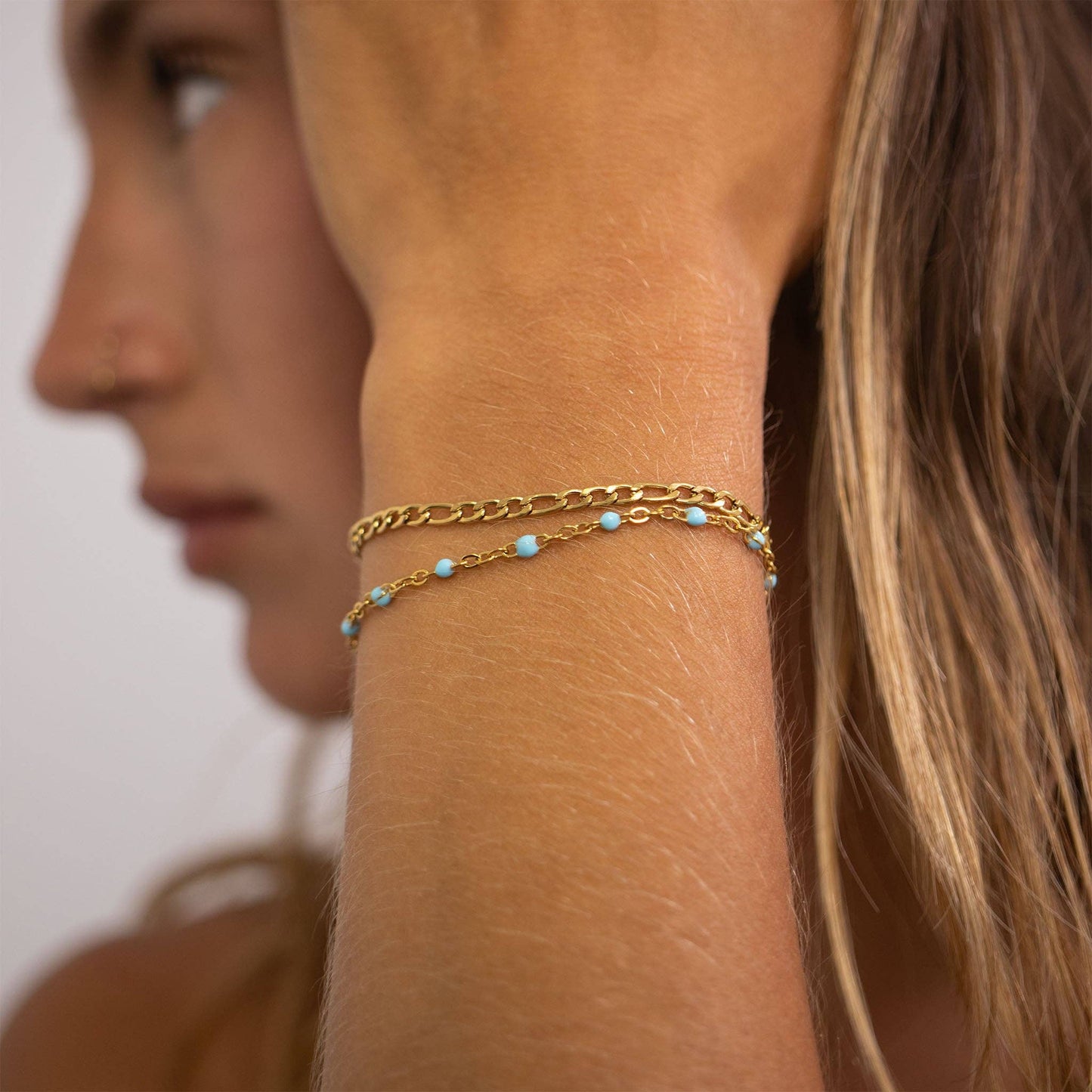 18K Gold Turquoise Confetti Charm Bracelet