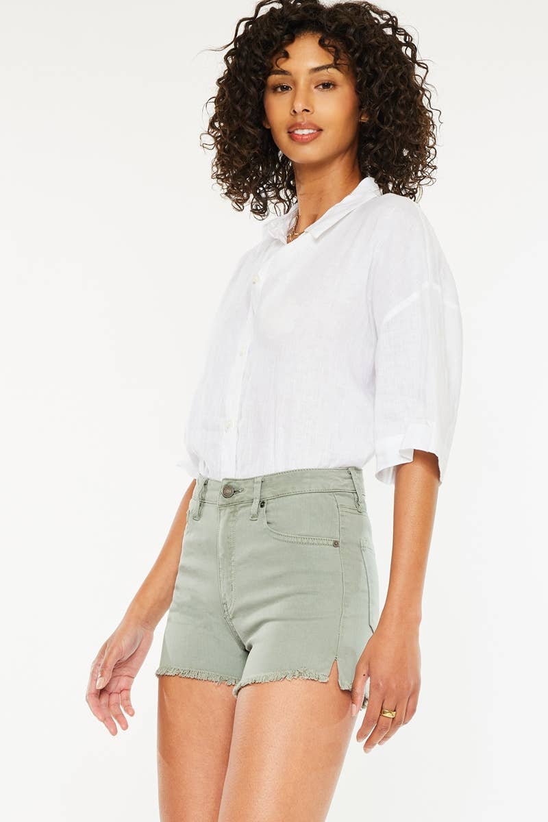 Olive High Rise Stretch Shorts