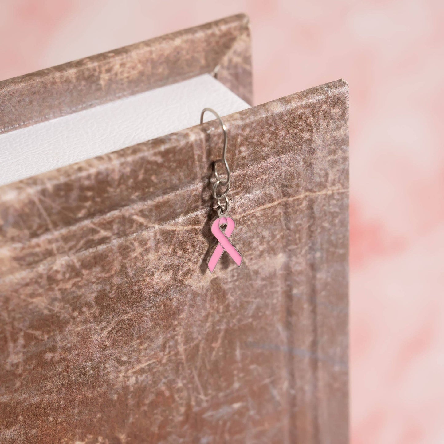 Breast Cancer Pink Ribbon Charm: Stainless
