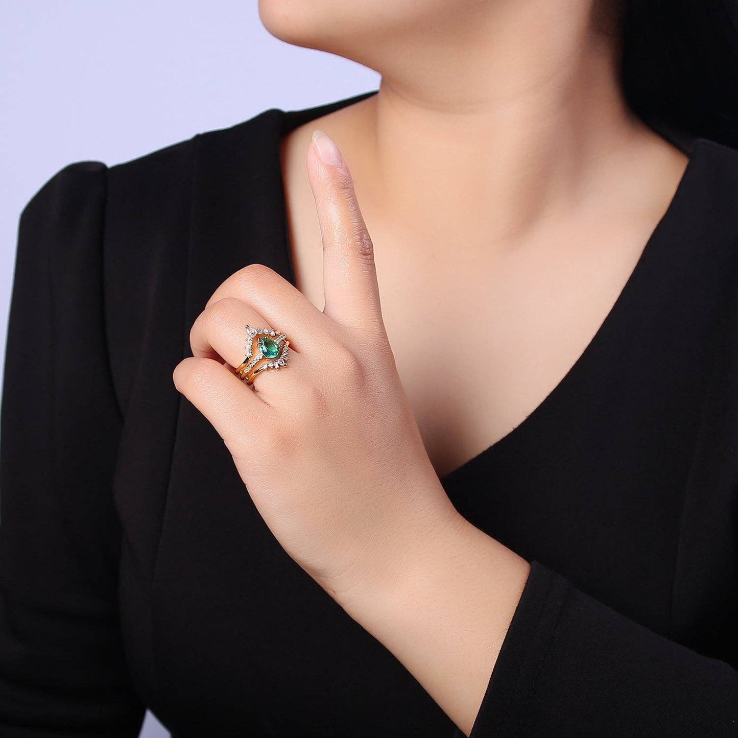 Teardrop Aqua Statement Ring