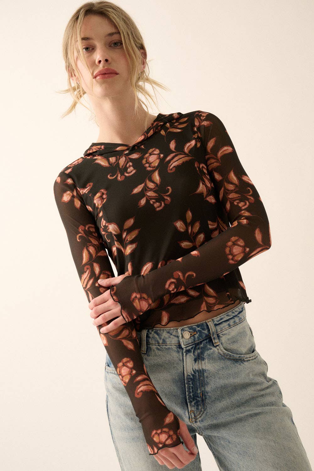 Floral Mesh Top