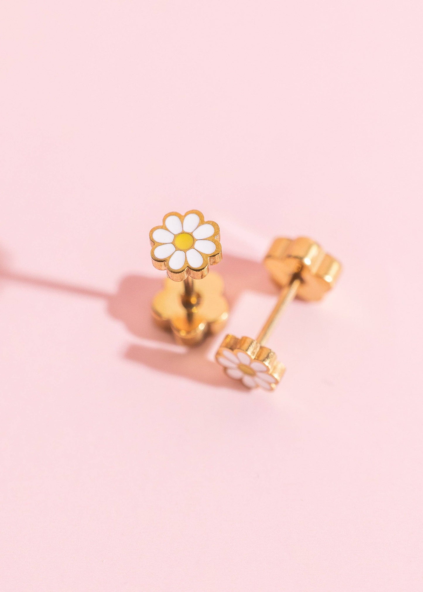 White Tiny Daisy Flat Back Studs