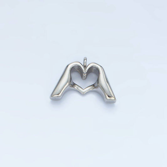 Heart Hand Charm- Silver