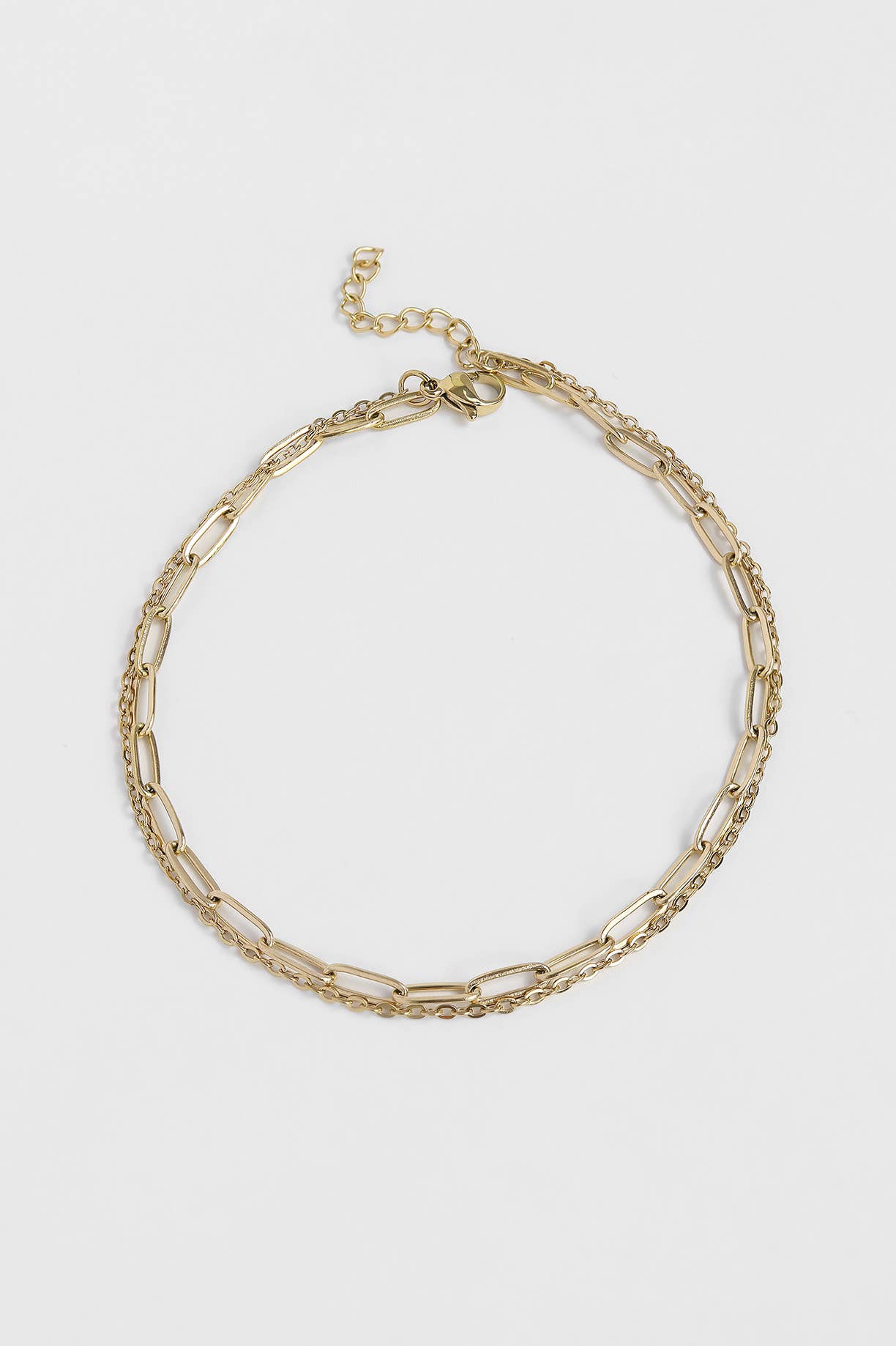 2 Row Paperclip Chain Anklet