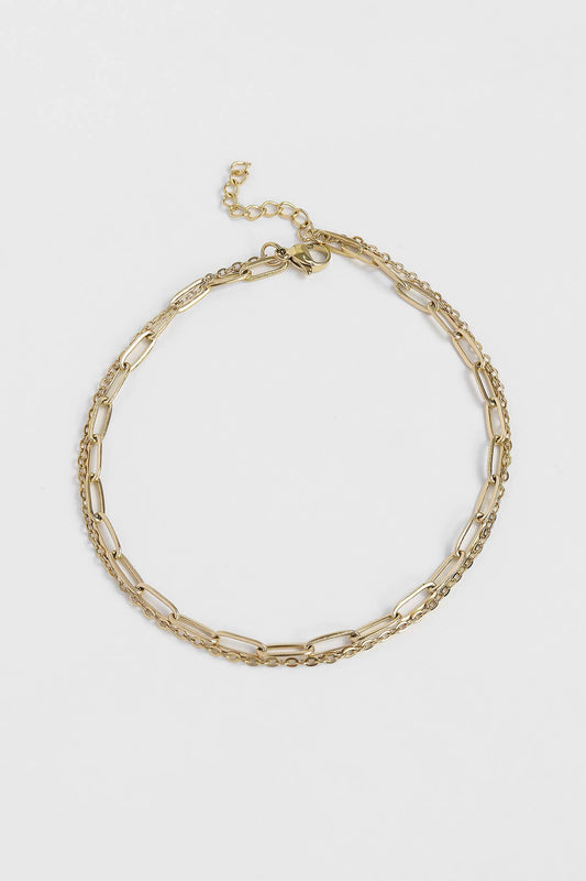 2 Row Paperclip Chain Anklet