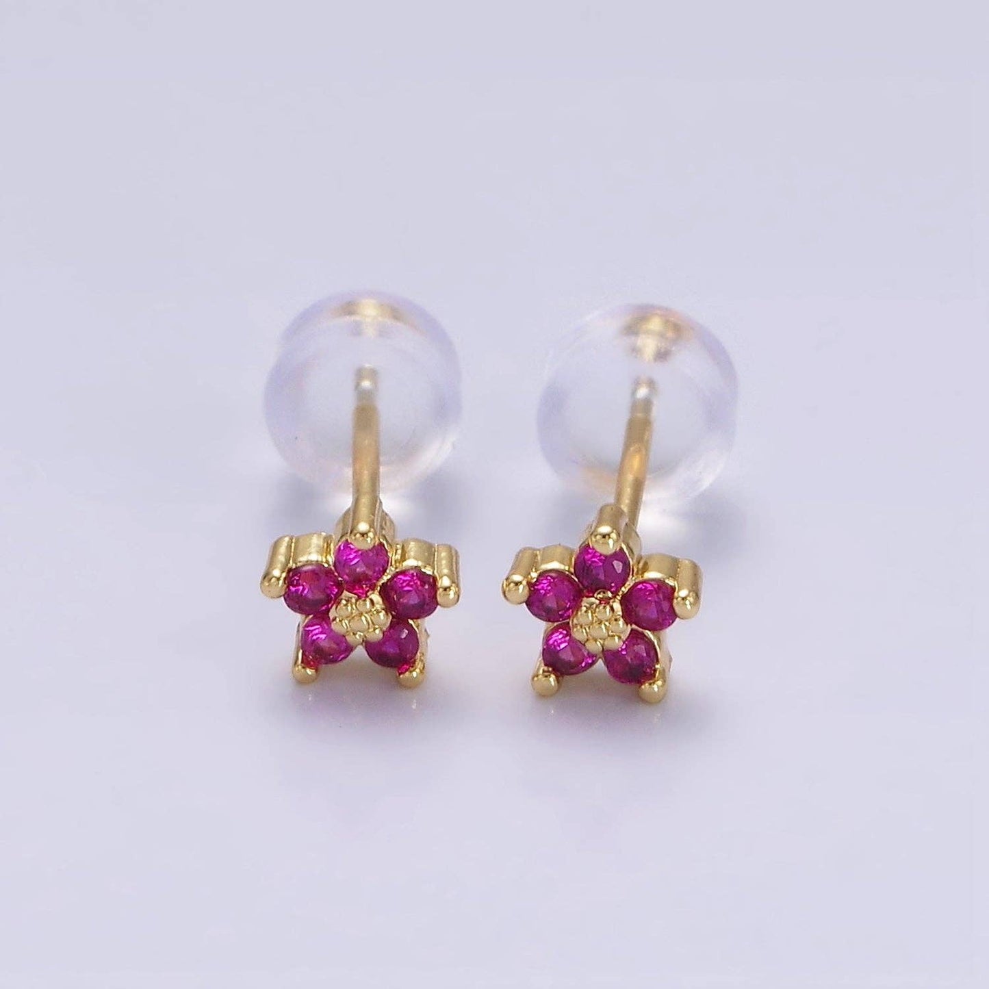 Flower Stud Earrings Fuchsia