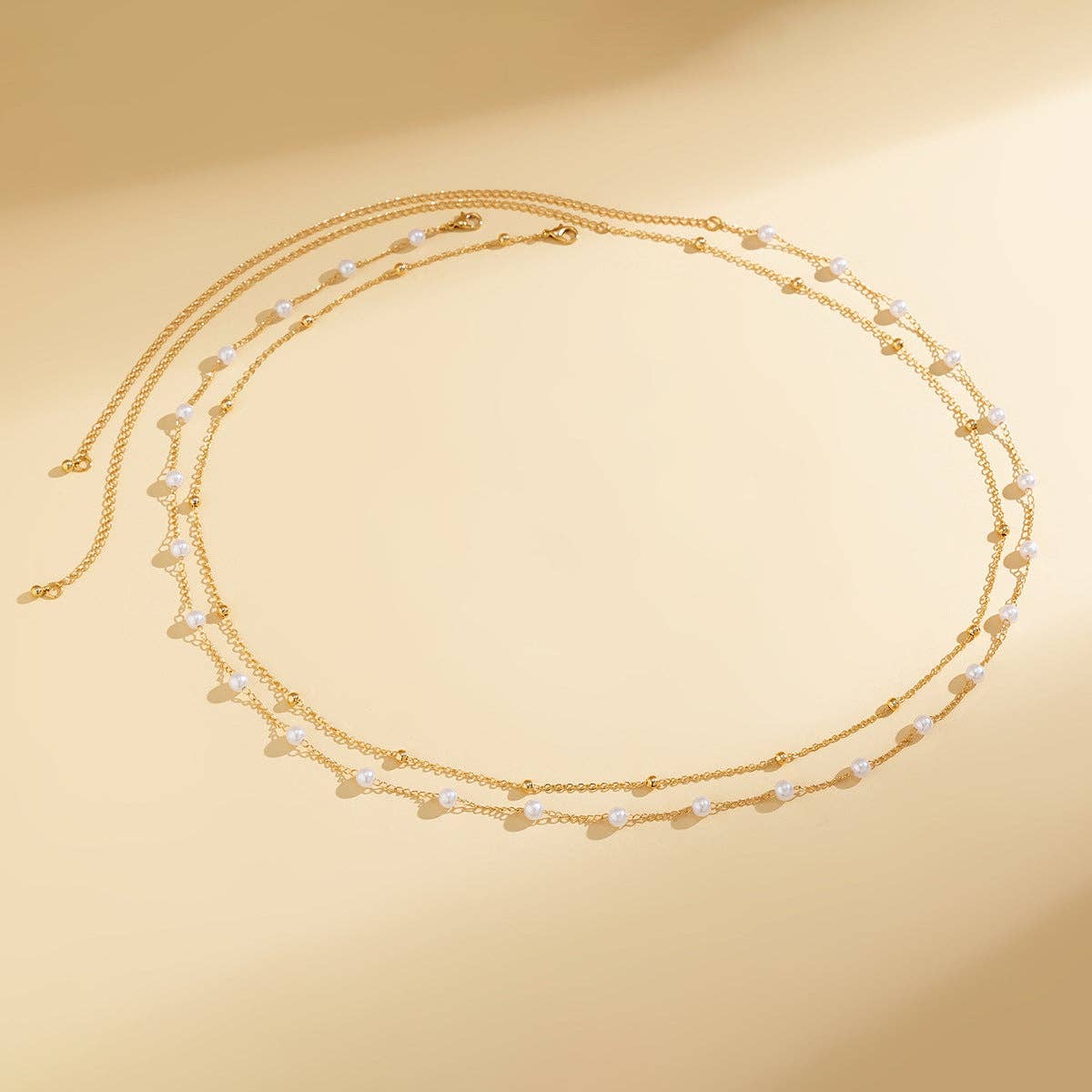 Silver Pearl Double Belly Chain