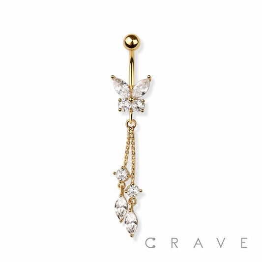 BUTTERFLY CHAIN BELLY RING: GOLD