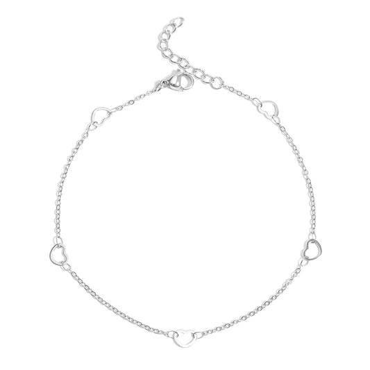 Hearts Chain Anklet: Stainless