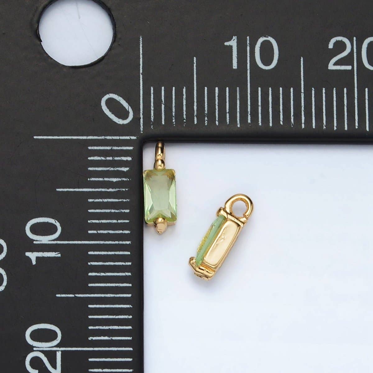 24K Mini Light Green Baguette Charm