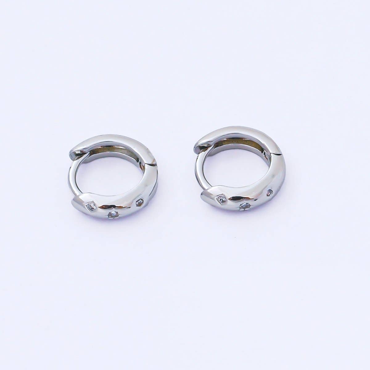 Gold Filled Dotted Dome Huggie Earrings- Silver