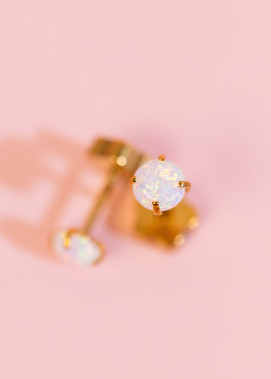 White Opal Flat Back Studs
