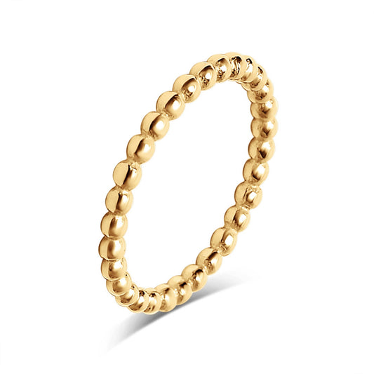 Stainless Steel Beaded Spacer Ring: Gold / 5