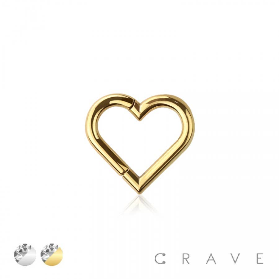 SURGICAL STEEL HINGED DAITH HEART: GOLD