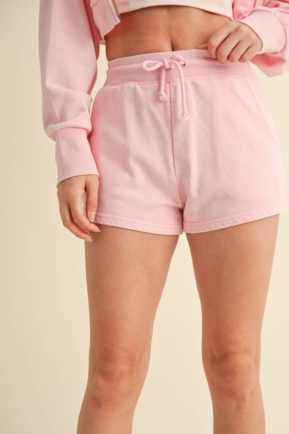 Mineral Wash Shorts: Baby Pink