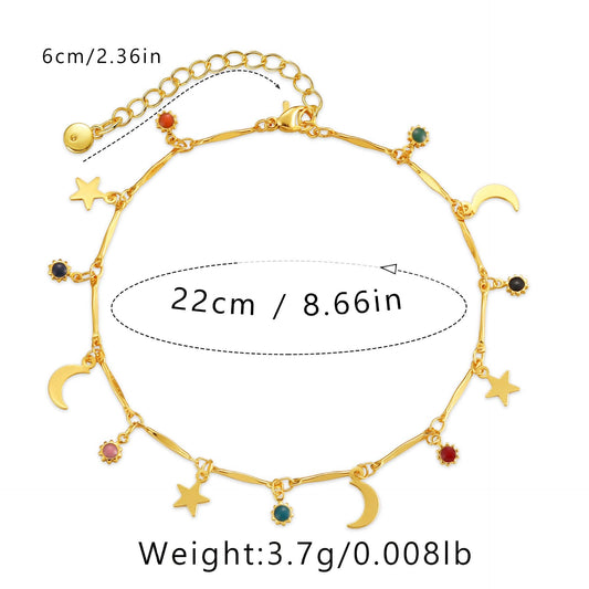Star & Moon Chain Anklet