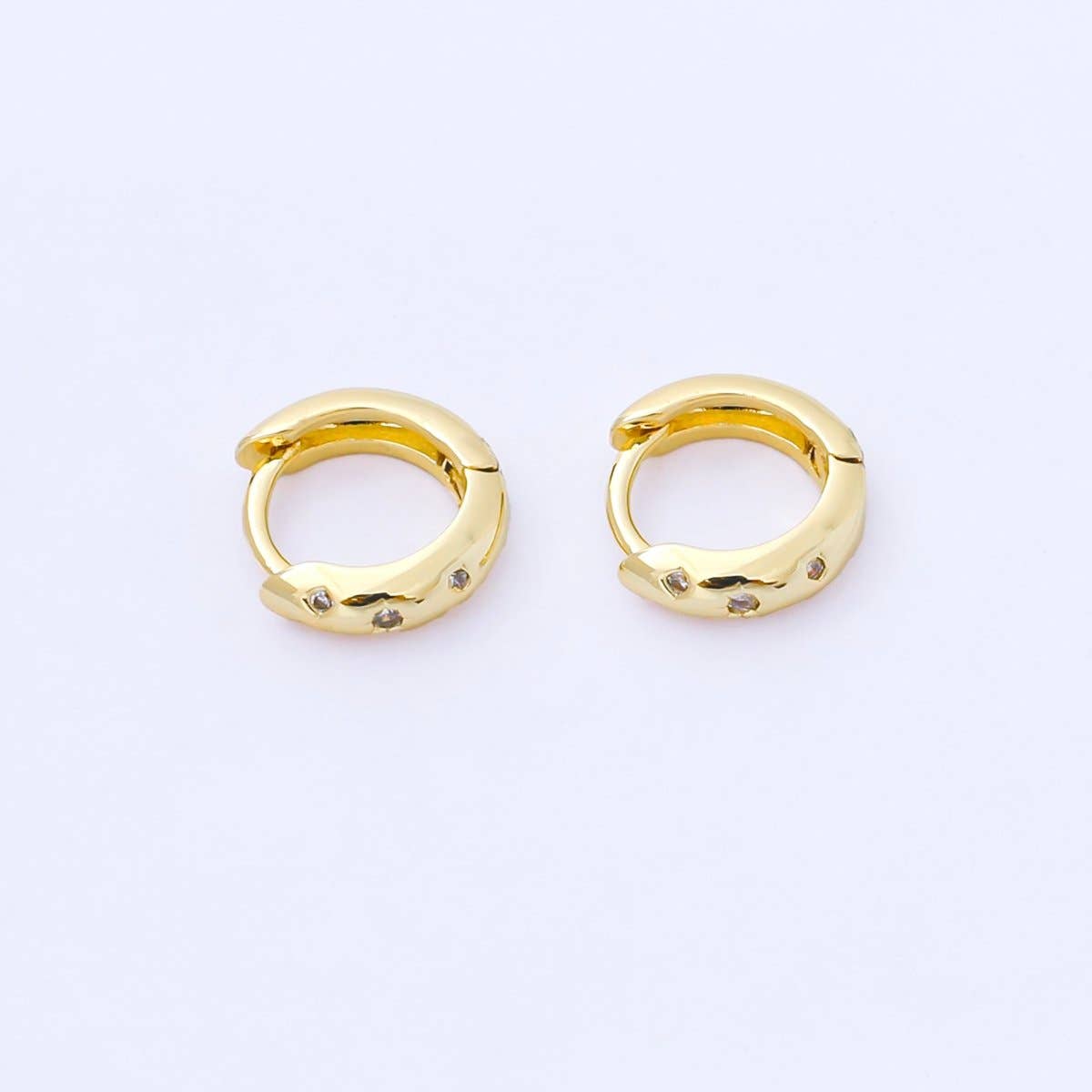 Gold Filled Dotted Dome Huggie Earrings- Silver