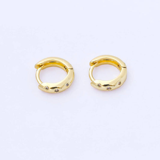 Gold Filled Dotted Dome Huggie Earrings- Gold