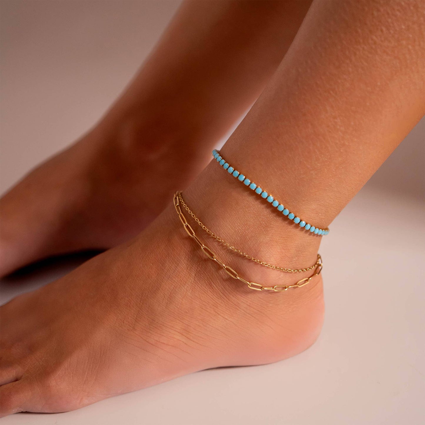 2 Row Paperclip Chain Anklet