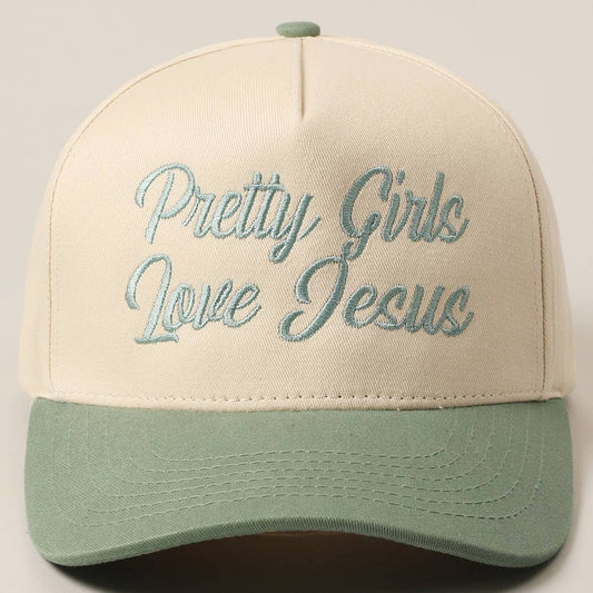 Pretty Girls Love Jesus Embroidered Trucker Hat