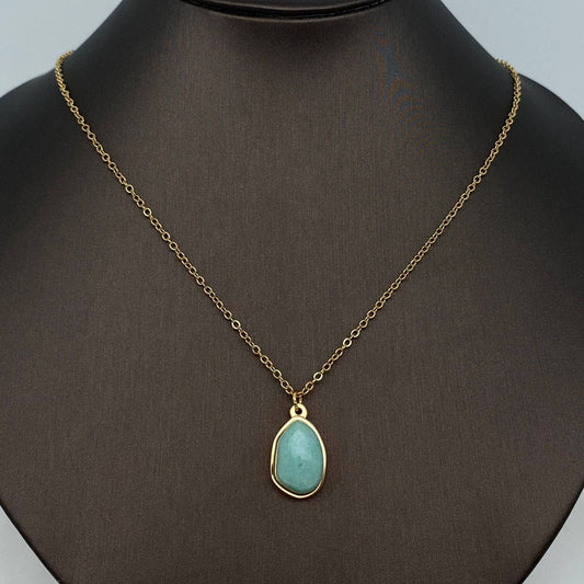 18K Natural Stone Necklace- Green Aventurine