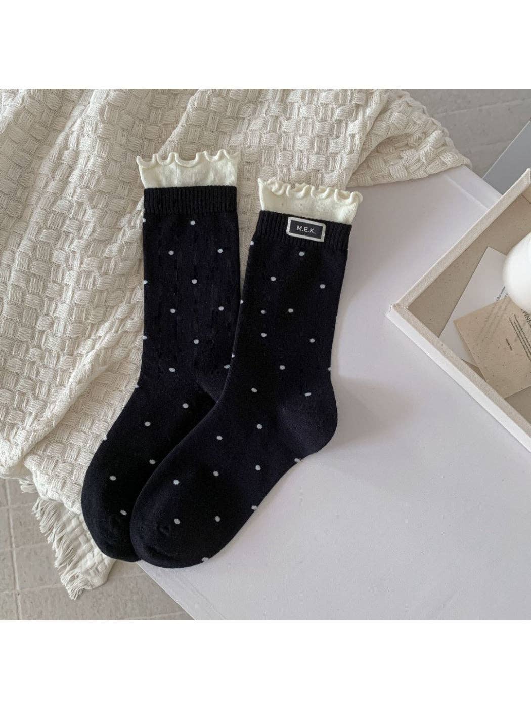 Lace Black Polka-Dot Socks