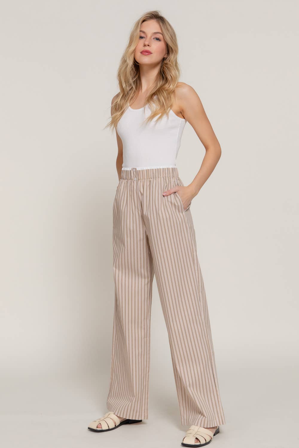 Contrast Boxer Straight Pants