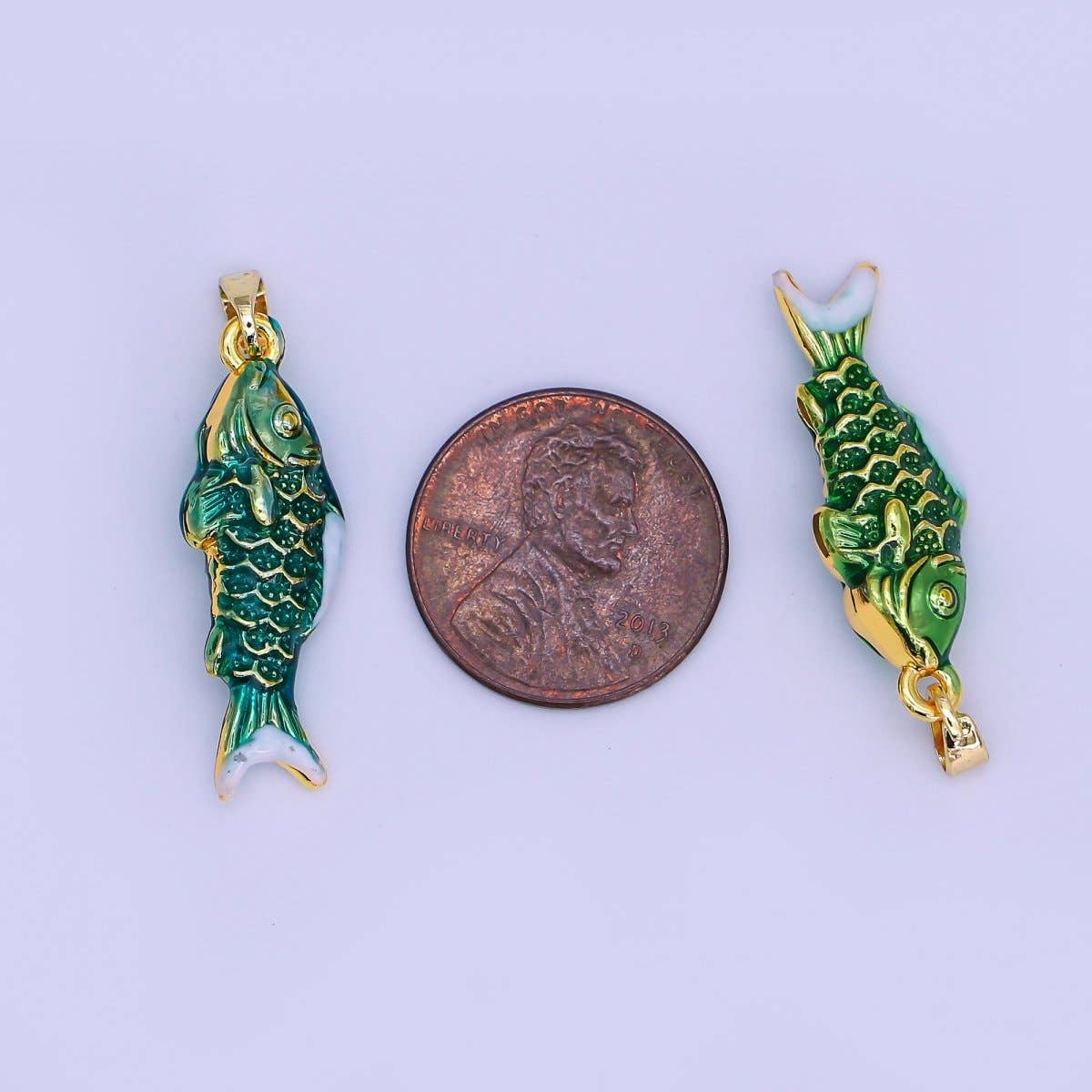 24K Green Fish Charm