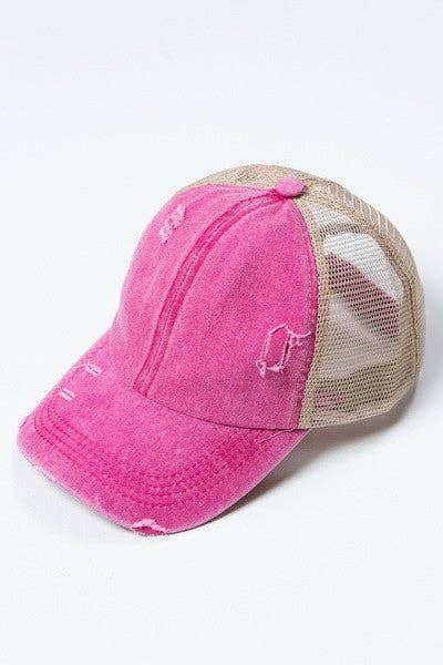 DISTRESS BASEBALL CAP FUSCHIA