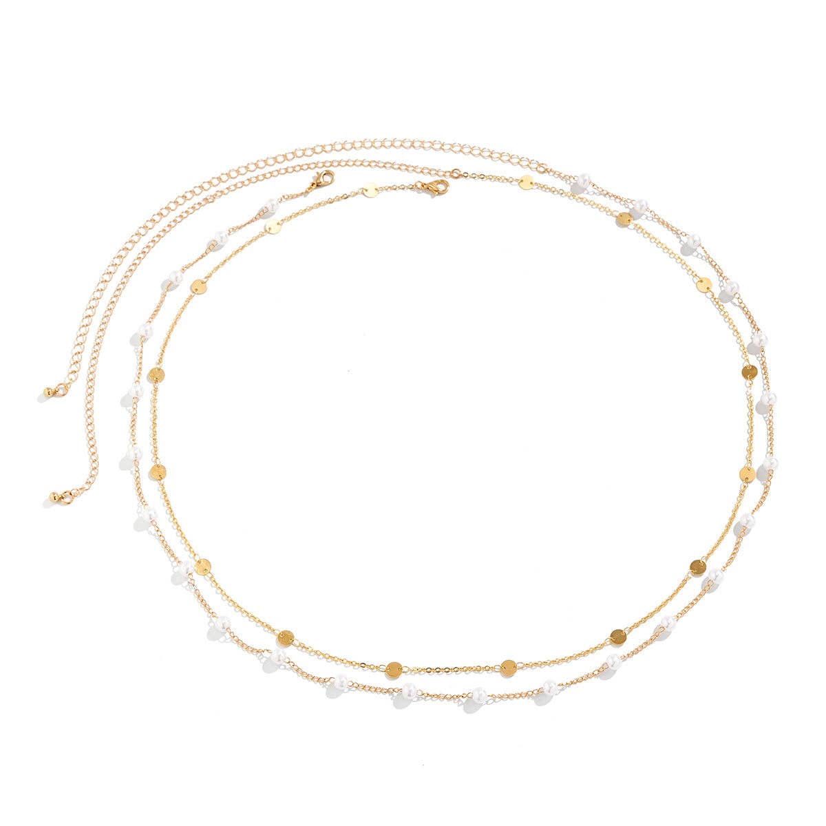 Silver Pearl Double Belly Chain