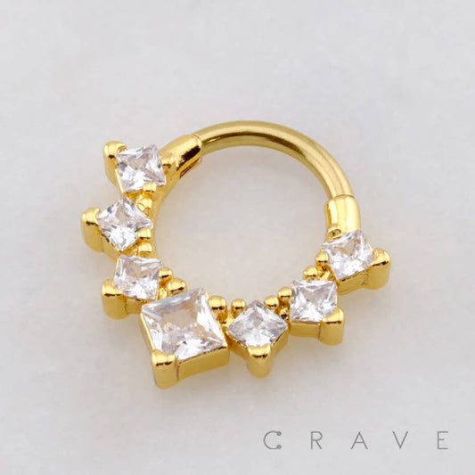 CRESCENT CZ DAITH SURGICAL STEEL- GOLD