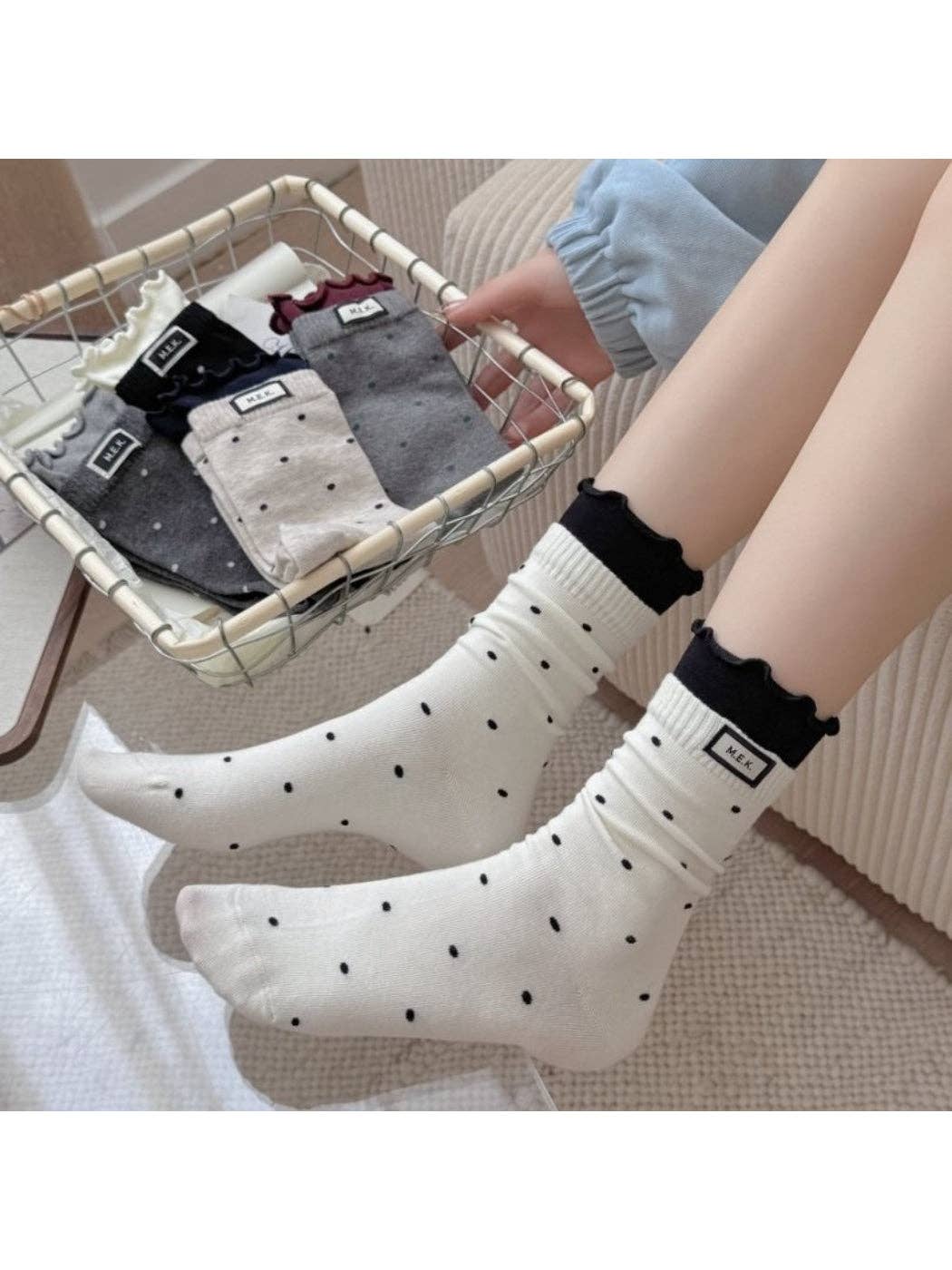 Lace White Polka-Dot Socks